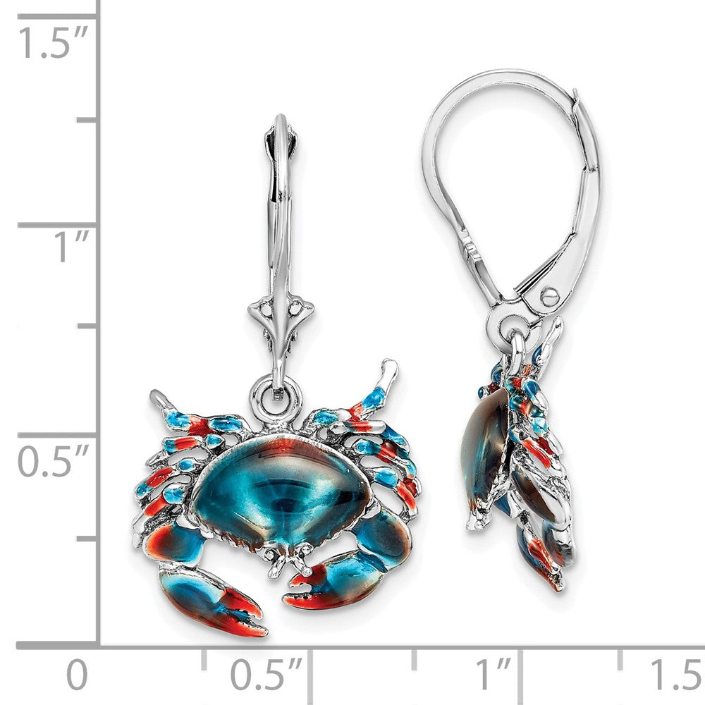 QE15527 De-Ani Sterling Silver Rhodium-Plated Enameled Stone Crab Leverback Earrings
