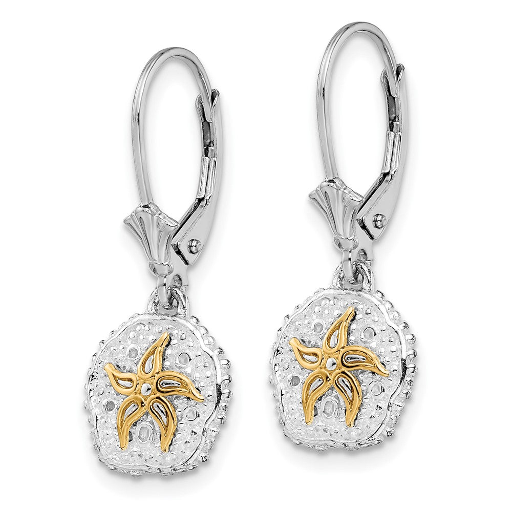 QE15538G De-Ani Sterling Silver Rhodium-Plated Sand Dollar with 14k Starfish Leverback Earrings