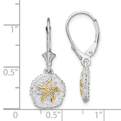 QE15538G De-Ani Sterling Silver Rhodium-Plated Sand Dollar with 14k Starfish Leverback Earrings