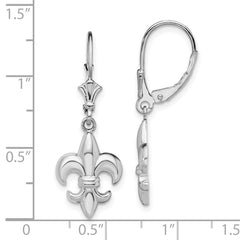 QE15553 De-Ani Sterling Silver Rhodium-Plated Small Fleur de Lis Leverback Earrings