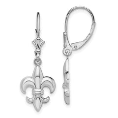 QE15553 De-Ani Sterling Silver Rhodium-Plated Small Fleur de Lis Leverback Earrings