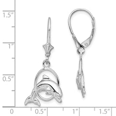 QE15556 De-Ani Sterling Silver Rhodium-Plated Dolphin in Hoop Leverback Earrings