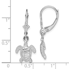 QE15557 De-Ani Sterling Silver Rhodium-Plated Mini Sea Turtle Leverback Earrings