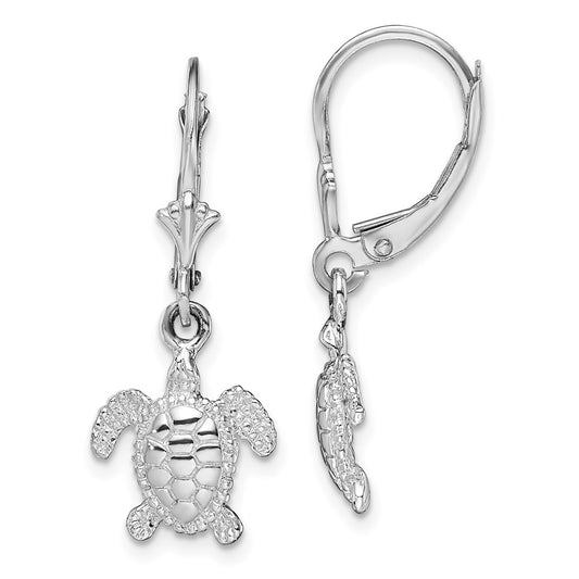 QE15557 De-Ani Sterling Silver Rhodium-Plated Mini Sea Turtle Leverback Earrings