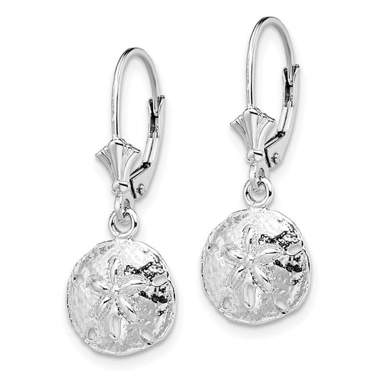 QE15562 De-Ani Sterling Silver Rhodium-Plated Polished Sand Dollar Leverback Earrings