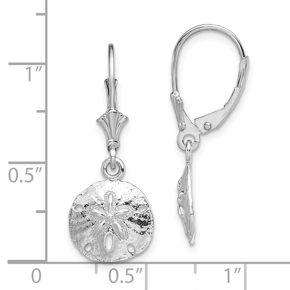 QE15562 De-Ani Sterling Silver Rhodium-Plated Polished Sand Dollar Leverback Earrings