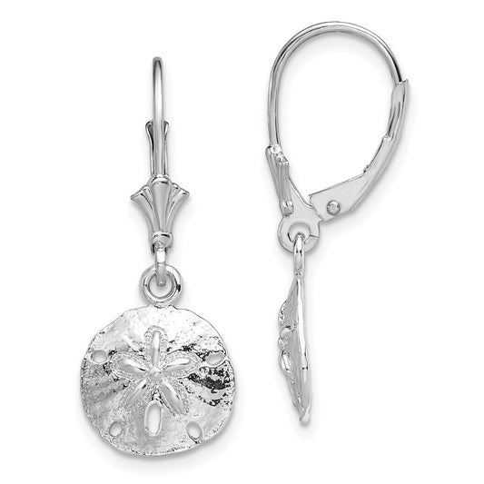 QE15562 De-Ani Sterling Silver Rhodium-Plated Polished Sand Dollar Leverback Earrings