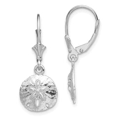QE15562 De-Ani Sterling Silver Rhodium-Plated Polished Sand Dollar Leverback Earrings