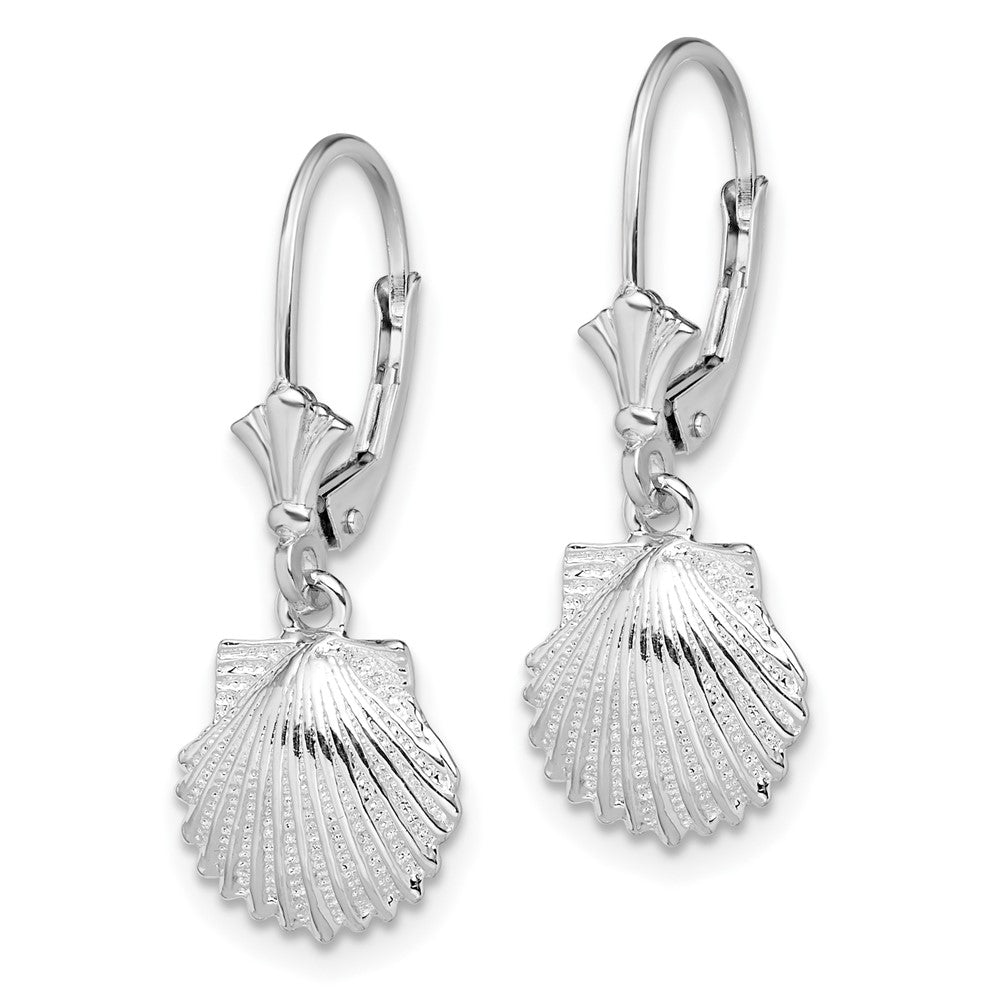 QE15566 De-Ani Sterling Silver Rhodium-Plated Polished Shell Leverback Earrings
