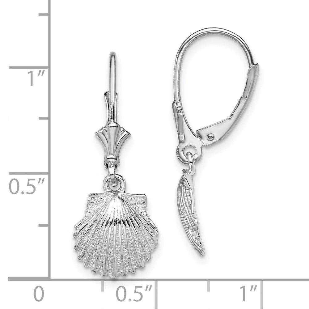 QE15566 De-Ani Sterling Silver Rhodium-Plated Polished Shell Leverback Earrings