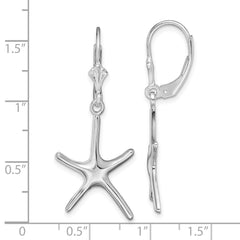 QE15572 De-Ani Sterling Silver Rhodium-Plated Polished Starfish Leverback Earrings