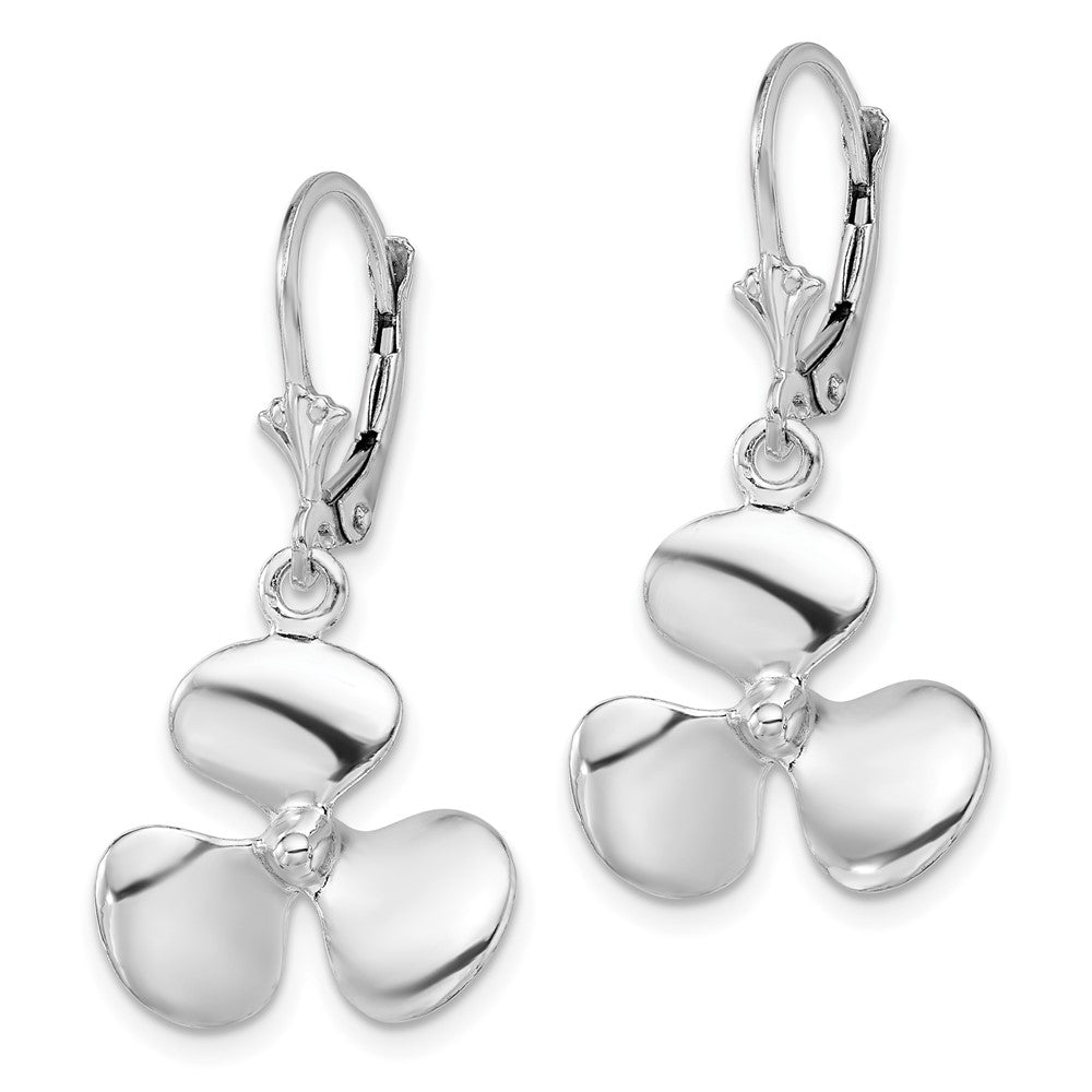 QE15575 De-Ani Sterling Silver Rhodium-Plated Polished 3D Propeller Leverback Earrings