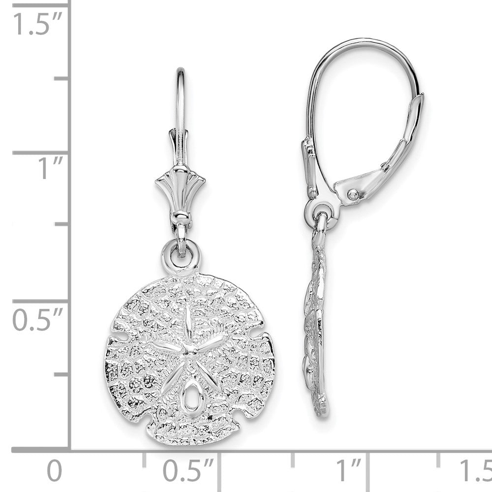 QE15576 De-Ani Sterling Silver Rhodium-Plated Polished Sand Dollar Leverback Earrings