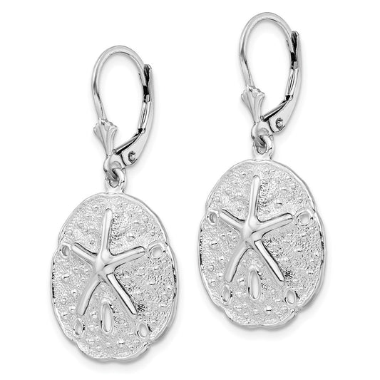 QE15578 De-Ani Sterling Silver Rhodium-Plated Sand Dollar Starfish Leverback Earrings