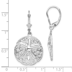 QE15578 De-Ani Sterling Silver Rhodium-Plated Sand Dollar Starfish Leverback Earrings