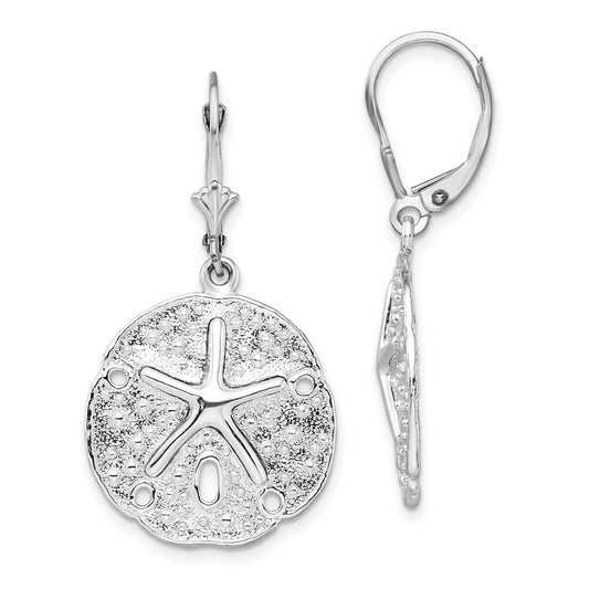 QE15578 De-Ani Sterling Silver Rhodium-Plated Sand Dollar Starfish Leverback Earrings