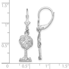 QE15582 De-Ani Sterling Silver Rhodium-Plated Polished Palm Tree Leverback Earrings