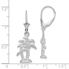 QE15584 De-Ani Sterling Silver Rhodium-Plated Polished Palm Trees Leverback Earrings