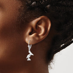 QE15587 De-Ani Sterling Silver Rhodium-plated Polished 3D Small Pelican Leverback Earrings