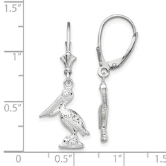 QE15587 De-Ani Sterling Silver Rhodium-plated Polished 3D Small Pelican Leverback Earrings