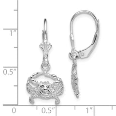 QE15594 De-Ani Sterling Silver Rhodium-Plated Polished Blue Crab Leverback Earrings