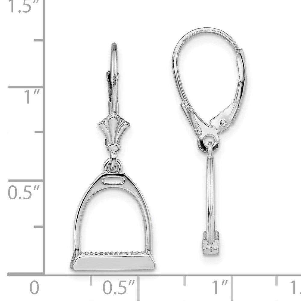 QE15595 De-Ani Sterling Silver Rhodium-plated Polished 3D Small Stirrup Leverback Earrings