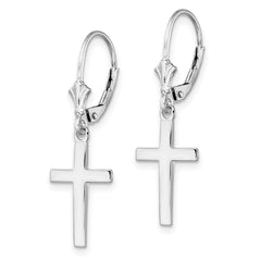 QE15597 De-Ani Sterling Silver Rhodium-Plated Polished Latin Cross Leverback Earrings