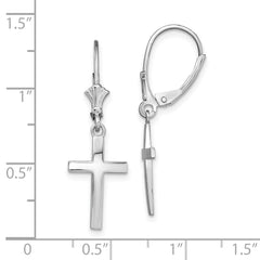 QE15597 De-Ani Sterling Silver Rhodium-Plated Polished Latin Cross Leverback Earrings