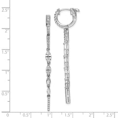 QE15619 Sterling Shimmer Sterling Silver Rhodium-plated 46 Stone CZ Fancy Dangle Hinged Earrings