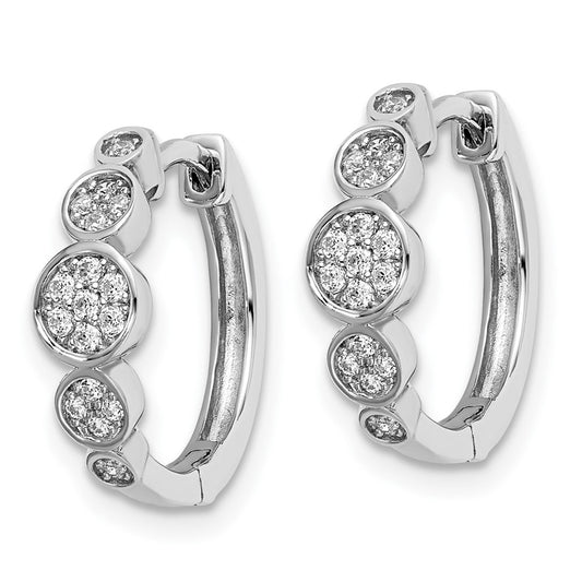 QE15621 Sterling Shimmer Sterling Silver Rhodium-plated 34 Stone CZ Pav�� Fancy Hinged Hoop Earrings