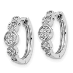 QE15621 Sterling Shimmer Sterling Silver Rhodium-plated 34 Stone CZ Pav�� Fancy Hinged Hoop Earrings