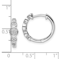 QE15621 Sterling Shimmer Sterling Silver Rhodium-plated 34 Stone CZ Pav�� Fancy Hinged Hoop Earrings