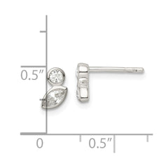 QE15671 Sterling Silver Polished CZ Post Earrings