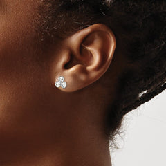 QE15691 Sterling Silver RH-plated Crystal 3-stone Post Earrings
