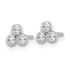 QE15715 Sterling Silver RH Polished CZ Post Earrings