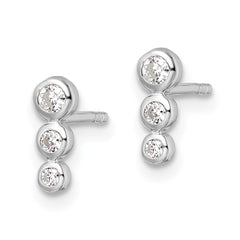 QE15716 Sterling Silver RH Polished CZ Post Earrings