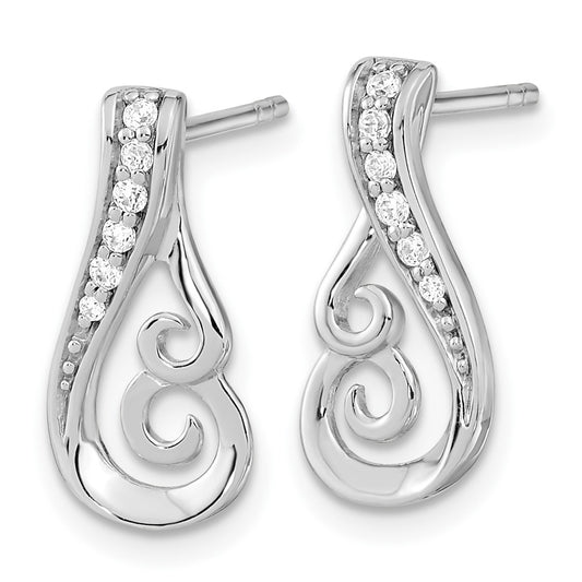 QE15719 Sterling Silver Rh-plated Polished CZ Post Earrings