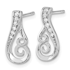 QE15719 Sterling Silver Rh-plated Polished CZ Post Earrings