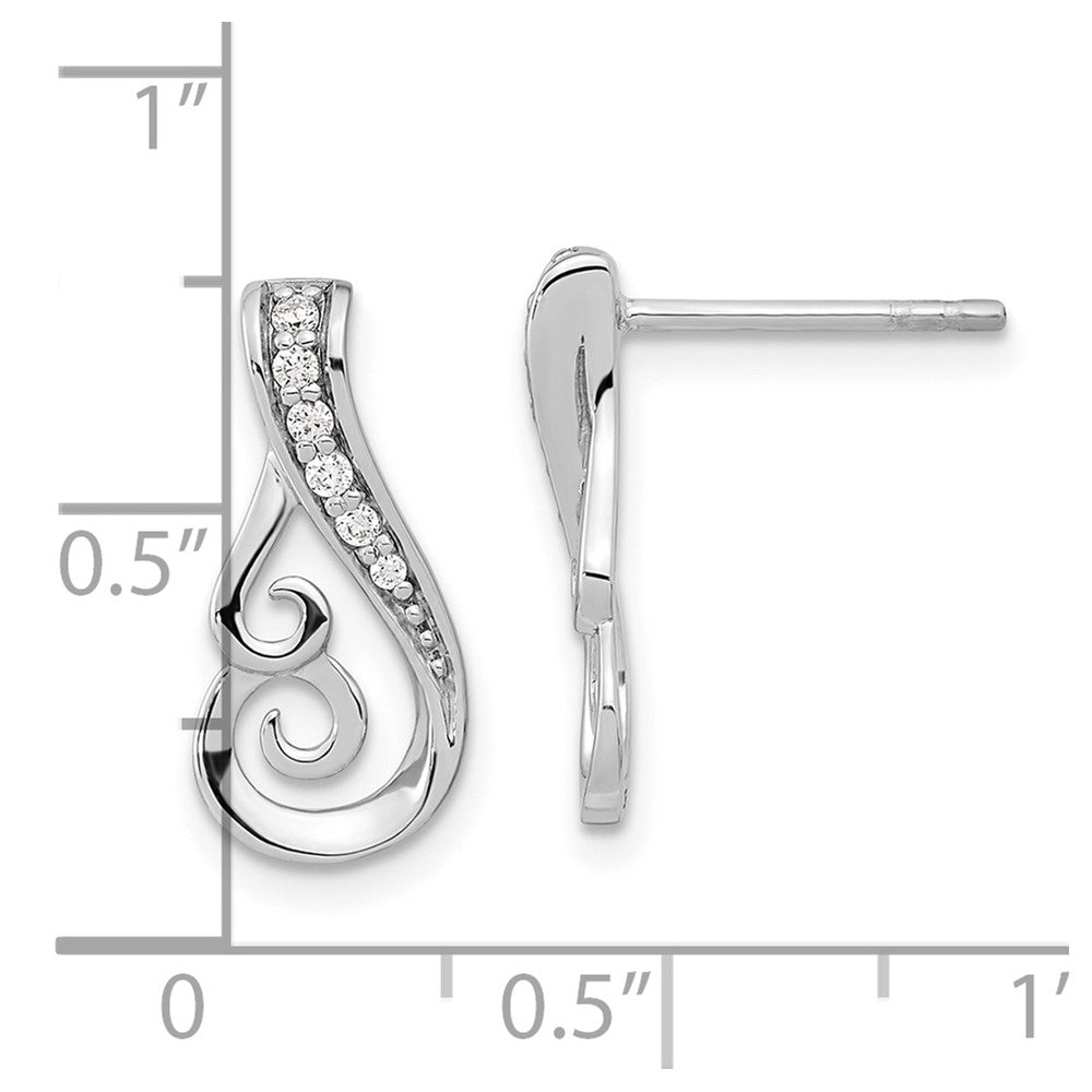 QE15719 Sterling Silver Rh-plated Polished CZ Post Earrings