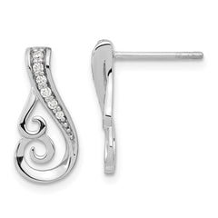 QE15719 Sterling Silver Rh-plated Polished CZ Post Earrings