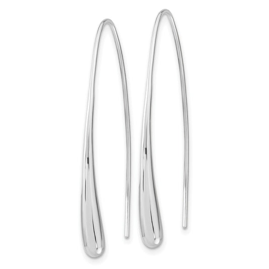 QE15725 Sterling Silver Rh-Plated Polished Teardrop Threader