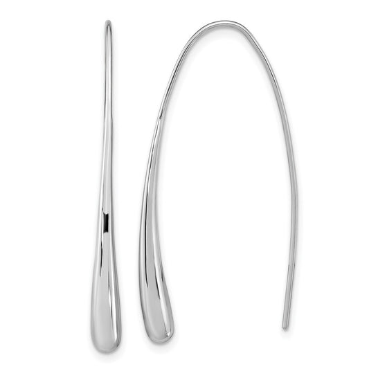 QE15725 Sterling Silver Rh-Plated Polished Teardrop Threader