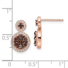 QE15738 Sterling Silver Rose-tone Black Rhodium-plated CZ Fancy Post Earrings