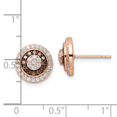 QE15739 Sterling Silver Rose-tone Black Rhodium-plated CZ Fancy Post Earrings