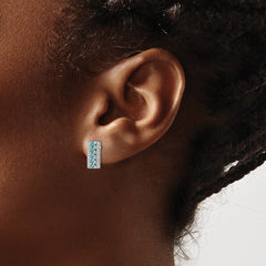 QE15776 Sterling Silver Rhodium plated Aqua & White CZ Post Earrings
