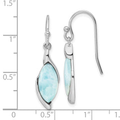 QE15800 Sterling Silver Rhodium-plated Polished Larimar Dangle Earrings
