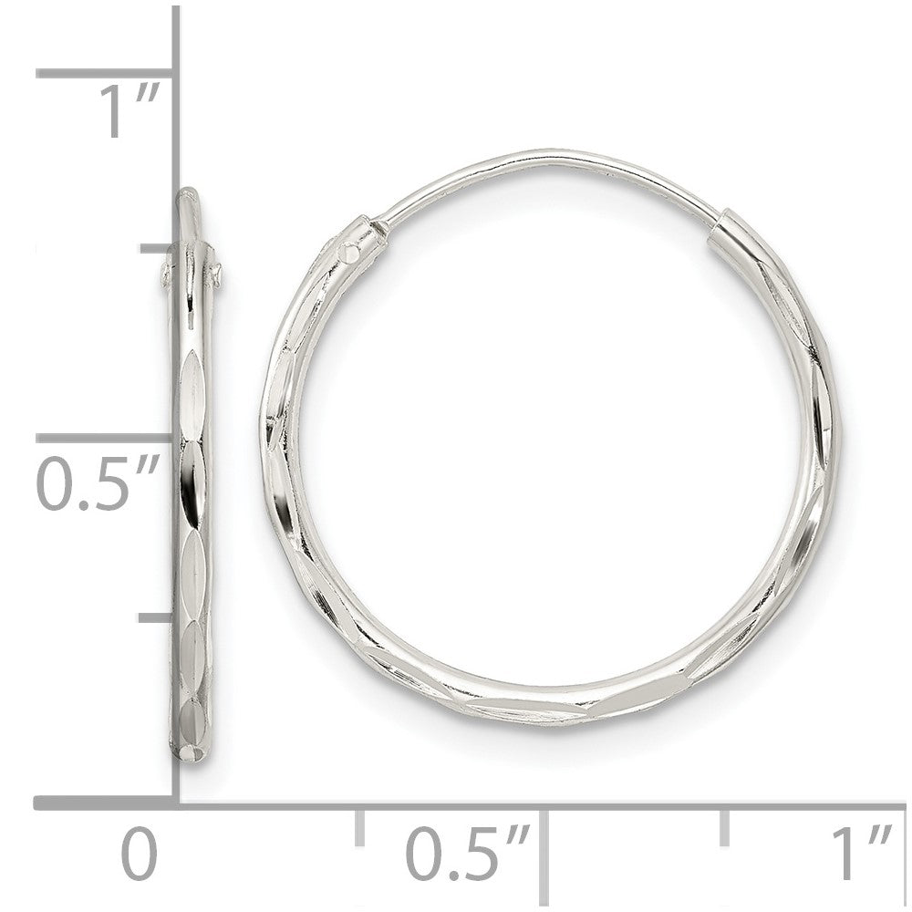 QE15809 Sterling Silver Polished D/C Endless Hoop Earrings