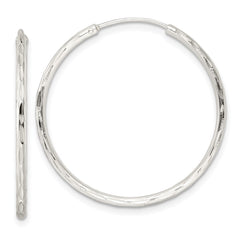 QE15810 Sterling Silver Diamond-cut 1.5x30mm Endless Tube Hoop Earrings