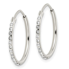 QE15811 Sterling Silver Crystal Endless Hoop Earrings
