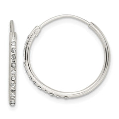 QE15811 Sterling Silver Crystal Endless Hoop Earrings